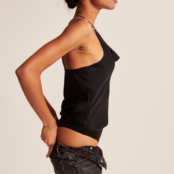 NWT Satin Cowlneck T-Strap Back Bodysuit - Picture 3 of 10